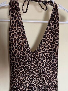 Warrior Within Leopard Print Halter body suit - Brown & Black